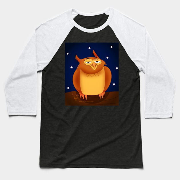 Stuffy Owl Baseball T-Shirt by Fad-Artwork